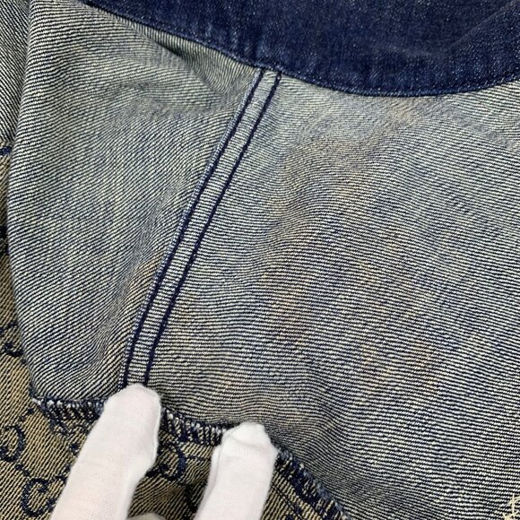 Gucci Dark blue logo jacquard monogram cotton button-up denim jacket - Picture 8 of 9